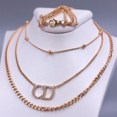 Потрійний ланцюжок Stainless Steel з кулоном. Сталь. Позолота ЧВ. Довжина основного ланцюжка: 38.5-43.5 см