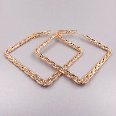 Сережки-квадрат XР M&L. Позолота 18К. Діаметр: 40 мм. Товщина: 1 мм.