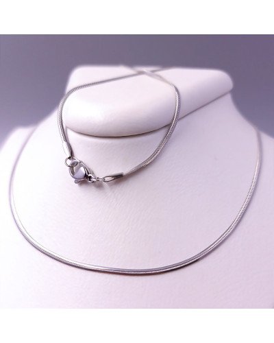 Ланцюжок Stainless Steel. Сталь. Родій. Довжина: 50.5 см Ширина: 1 мм Плоский снейк