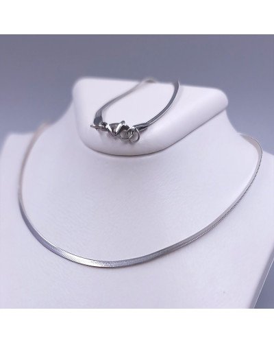 Ланцюжок Stainless Steel. Сталь. Родій. Довжина: 45.5 см Ширина: 3 мм Плоский снейк