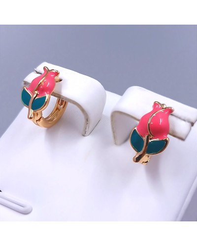 Сережки XР із кольоровою емаллю. Позолота 18К. Діаметр: 11 мм. Ширина: 7 мм.
