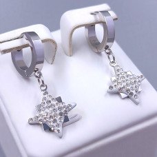 Сережки Stainless Steel. Сталь. Родій. Довжина: 32 мм. Ширина: 14 мм.