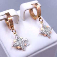 Сережки Stainless Steel. Сталь. Позолота ЧВ. Довжина: 32 мм. Ширина: 14 мм.