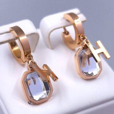 Сережки Stainless Steel. Сталь. Позолота ЧВ. Довжина: 28 мм. Ширина: 10 мм.