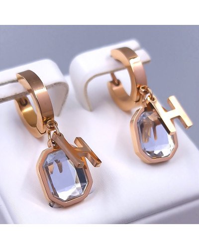 Сережки Stainless Steel. Сталь. Позолота ЧВ. Довжина: 28 мм. Ширина: 10 мм.