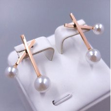 Сережки-гвоздики Stainless Steel. Сталь. Позолота ЧВ. Довжина: 27 мм. Ширина: 21 мм.