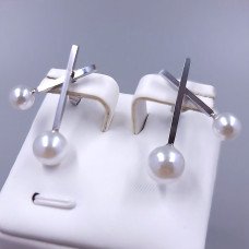 Сережки-гвоздики Stainless Steel. Сталь. Родій. Довжина: 27 мм. Ширина: 21 мм.