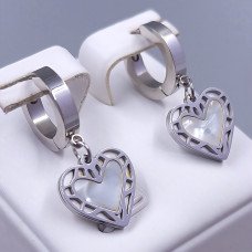 Сережки Stainless Steel. Сталь. Родій. Довжина: 27 мм. Ширина: 13 мм.