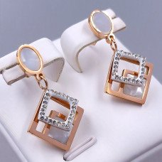 Сережки-гвоздики Stainless Steel. Сталь. Позолота ЧВ. Довжина: 26 мм. Ширина: 17 мм.