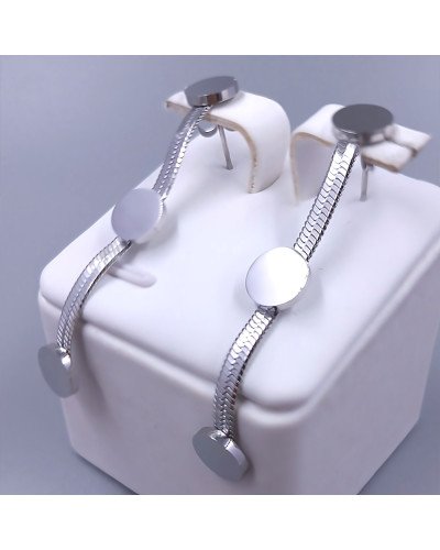Сережки-гвоздики Stainless Steel. Сталь. Родій. Довжина: 56 мм. Ширина: 8 мм.