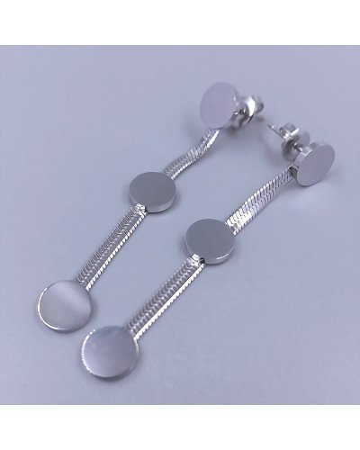 Сережки-гвоздики Stainless Steel. Сталь. Родій. Довжина: 56 мм. Ширина: 8 мм.