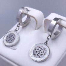 Сережки Stainless Steel. Сталь. Родій. Довжина: 30 мм. Ширина: 12 мм.