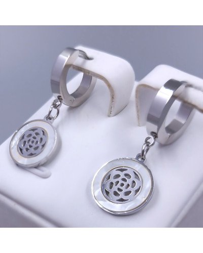 Сережки Stainless Steel. Сталь. Родій. Довжина: 30 мм. Ширина: 12 мм.