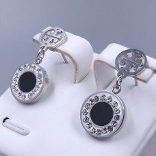 Сережки-гвоздики Stainless Steel. Сталь. Родій. Довжина: 25 мм. Ширина: 12 мм.