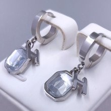Сережки Stainless Steel. Сталь. Родій. Довжина: 28 мм. Ширина: 10 мм.