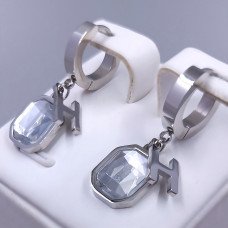 Сережки Stainless Steel. Сталь. Родій. Довжина: 28 мм. Ширина: 10 мм.