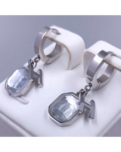 Сережки Stainless Steel. Сталь. Родій. Довжина: 28 мм. Ширина: 10 мм.