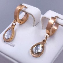 Сережки Stainless Steel. Сталь. Позолота ЧВ. Довжина: 28 мм. Ширина: 8 мм.