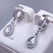 Сережки Stainless Steel. Сталь. Родій. Довжина: 28 мм. Ширина: 8 мм.