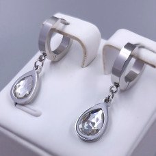 Сережки Stainless Steel. Сталь. Родій. Довжина: 28 мм. Ширина: 8 мм.