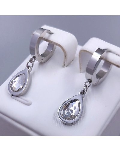 Сережки Stainless Steel. Сталь. Родій. Довжина: 28 мм. Ширина: 8 мм.