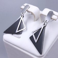 Сережки-гвоздики Stainless Steel. Сталь. Родій. Довжина: 36 мм. Ширина: 18 мм.