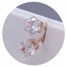 Сережки-гвоздики Stainless Steel. Сталь. Позолота ЧВ. Камни: белый циркон. Диаметр: 5 мм