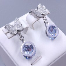 Сережки-гвоздики Stainless Steel. Сталь. Родій. Довжина: 28 мм. Ширина: 11 мм.