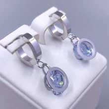 Сережки Stainless Steel. Сталь. Родій. Довжина: 25 мм. Ширина: 10 мм.