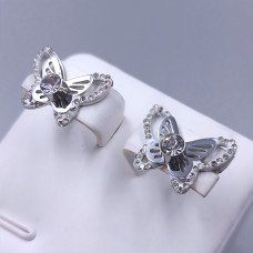 Сережки-гвоздики Stainless Steel. Сталь. Родій. Довжина: 12 мм. Ширина: 15 мм.