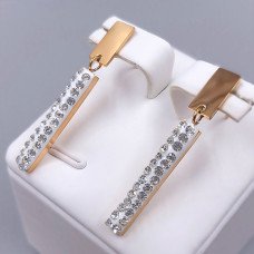 Сережки-гвоздики Stainless Steel. Сталь. Позолота ЧВ. Довжина: 36 мм. Ширина: 4 мм.