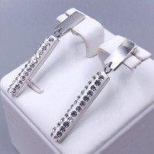 Сережки-гвоздики Stainless Steel. Сталь. Родій. Довжина: 36 мм. Ширина: 4 мм.