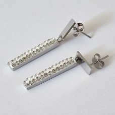Сережки-гвоздики Stainless Steel. Сталь. Родій. Довжина: 36 мм. Ширина: 4 мм.