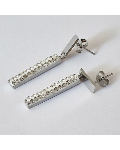 Сережки-гвоздики Stainless Steel. Сталь. Родій. Довжина: 36 мм. Ширина: 4 мм.