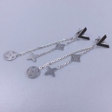 Сережки-гвоздики Stainless Steel. Сталь. Родій. Довжина: 58 мм. Ширина: 10 мм.