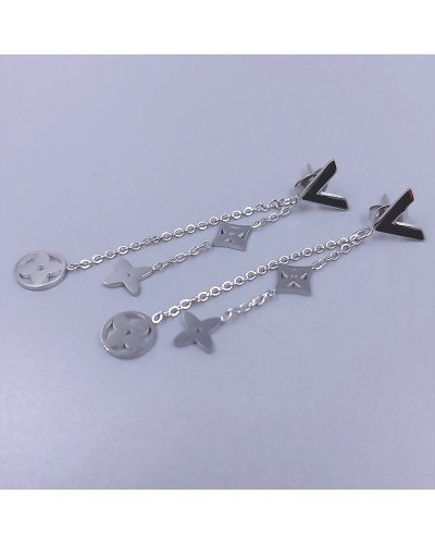 Сережки-гвоздики Stainless Steel. Сталь. Родій. Довжина: 58 мм. Ширина: 10 мм.