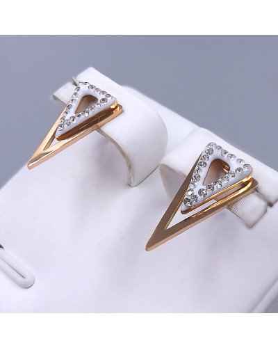Сережки-гвоздики Stainless Steel. Сталь. Позолота ЧВ. Довжина: 16 мм. Ширина: 8 мм.
