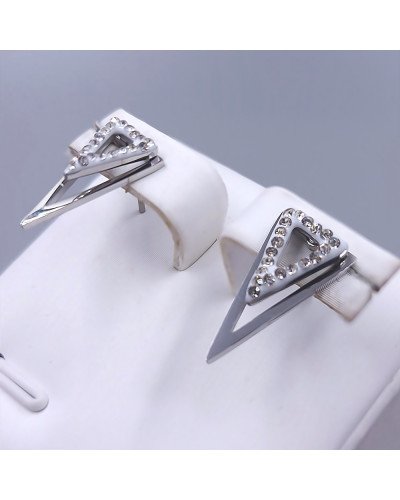 Сережки-гвоздики Stainless Steel. Сталь. Родій. Довжина: 16 мм. Ширина: 8 мм.