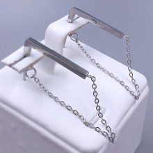 Сережки-гвоздики Stainless Steel. Сталь. Родій. Довжина: 41 мм. Ширина: 2 мм.