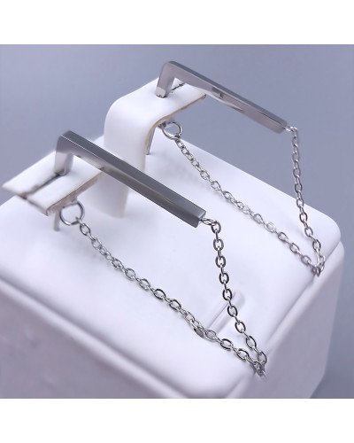 Сережки-гвоздики Stainless Steel. Сталь. Родій. Довжина: 41 мм. Ширина: 2 мм.