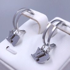 Сережки-гвоздики Stainless Steel. Сталь. Родій. Довжина: 26 мм. Ширина: 5 мм.