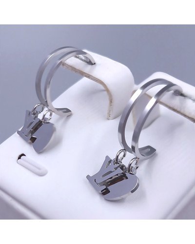 Сережки-гвоздики Stainless Steel. Сталь. Родій. Довжина: 26 мм. Ширина: 5 мм.