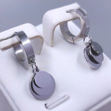 Сережки Stainless Steel. Сталь. Родій. Довжина: 26 мм. Ширина: 10 мм.