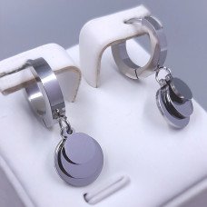 Сережки Stainless Steel. Сталь. Родій. Довжина: 26 мм. Ширина: 10 мм.