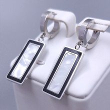 Сережки Stainless Steel. Сталь. Родій. Довжина: 40 мм. Ширина: 11 мм.