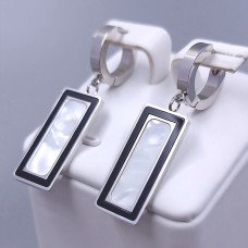 Сережки Stainless Steel. Сталь. Родій. Довжина: 40 мм. Ширина: 11 мм.