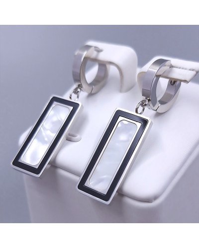 Сережки Stainless Steel. Сталь. Родій. Довжина: 40 мм. Ширина: 11 мм.