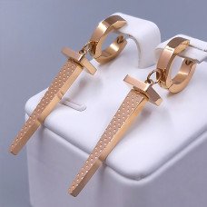 Сережки Stainless Steel. Сталь. Позолота ЧВ. Довжина: 48 мм. Ширина: 8 мм.