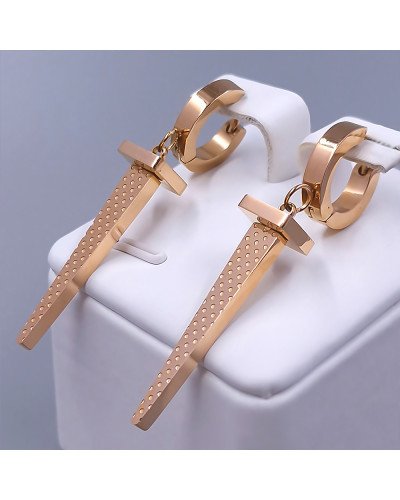 Сережки Stainless Steel. Сталь. Позолота ЧВ. Довжина: 48 мм. Ширина: 8 мм.