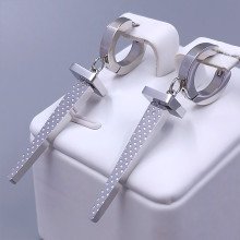 Сережки Stainless Steel. Сталь. Родій. Довжина: 48 мм. Ширина: 8 мм.